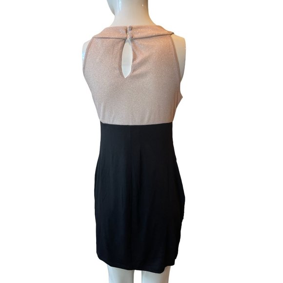 En Focus Womens Sheath Dress Layered Bottom 560021G Round Neck Black Peach SZ 6P - Picture 2 of 6